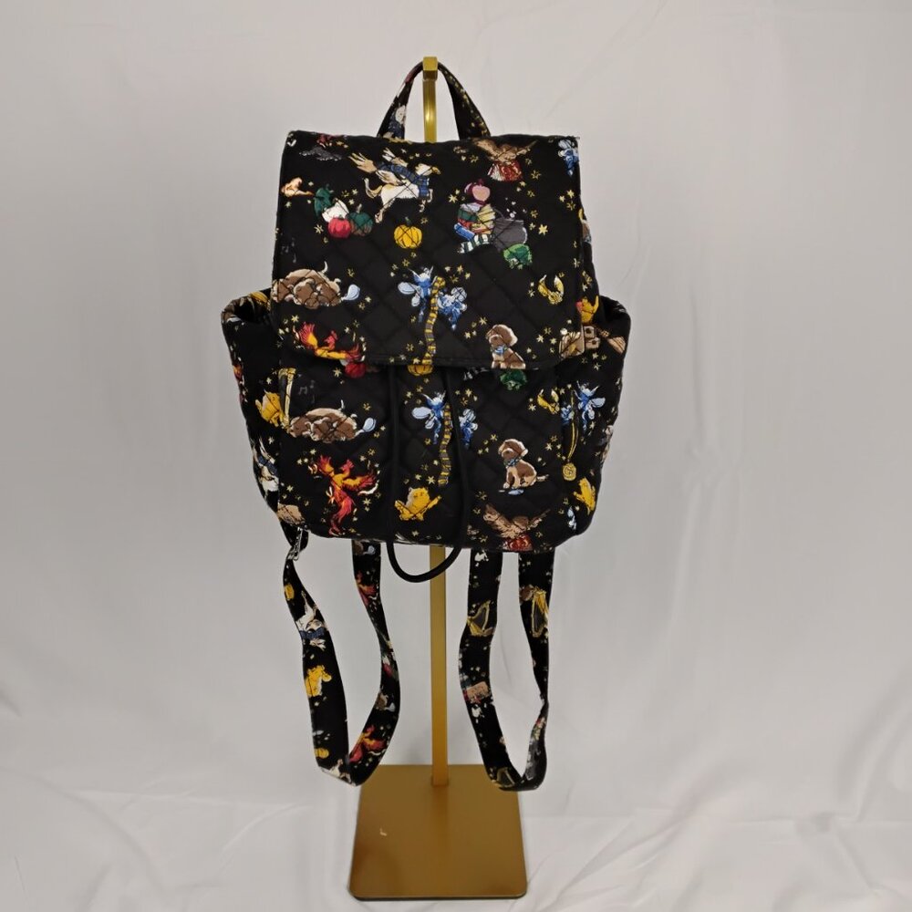 Vera Bradley Harry Potter Quilted Drawstring Backpack Black Friends at Hogwarts